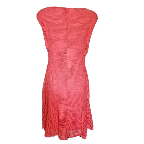 CONNECTED APPAREL Solid All Pink Textured Cap Sleeve Dress Womens Size 8 - Picture 3 of 7